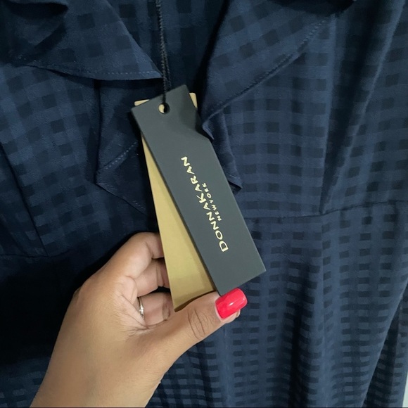 NWT Donna Karan Fit & Flare Checkered dress blue - Picture 12 of 13